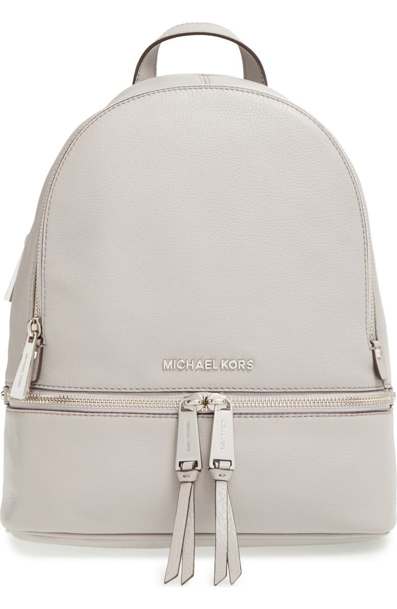 MICHAEL Michael Kors 'Small Rhea Zip' Leather Backpack, Main, color,