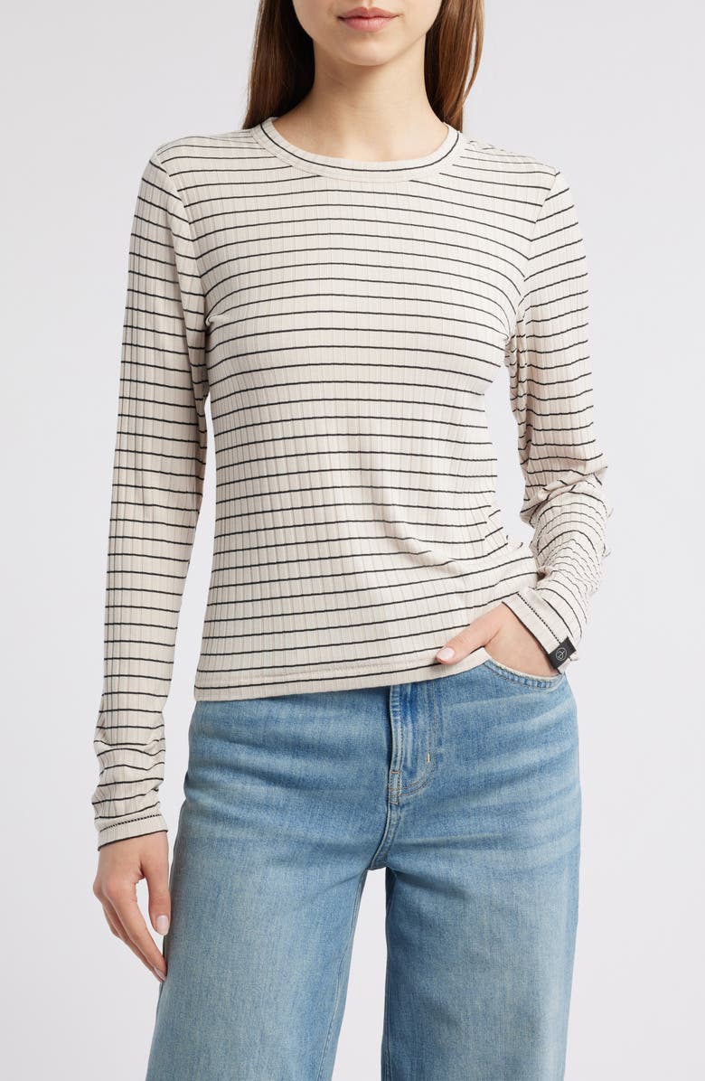 rag & bone Luca Stripe Rib Top, Main, color, Ivory Multi
