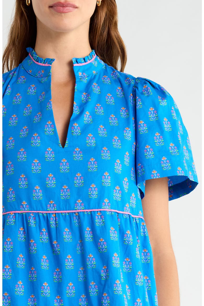 Candace Floral Tiered Cotton Minidress, Alternate, color, COBALT-MULTI