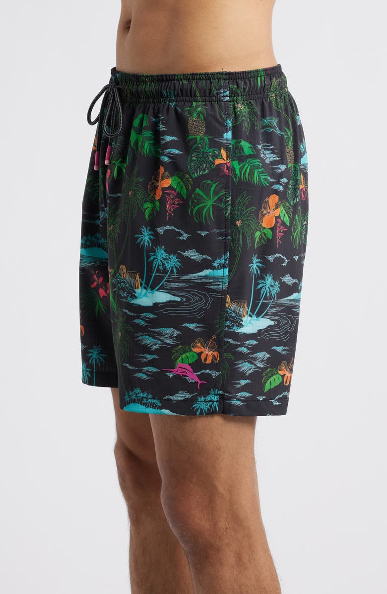 Tommy Bahama Naples Neon Shores Swim Trunks, Alternate, color, Black