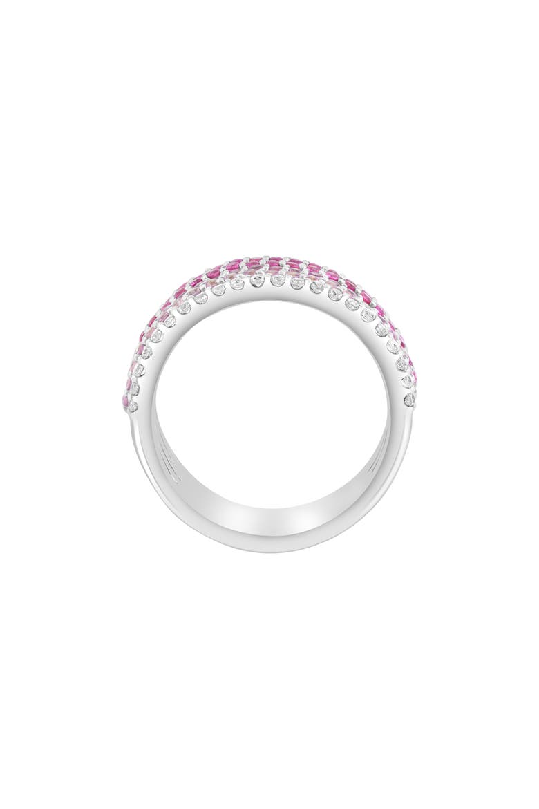 Sterling Silver Pavé Pink Sapphire, Rhodolite & White Zircon Band Ring, Alternate, color, PINK