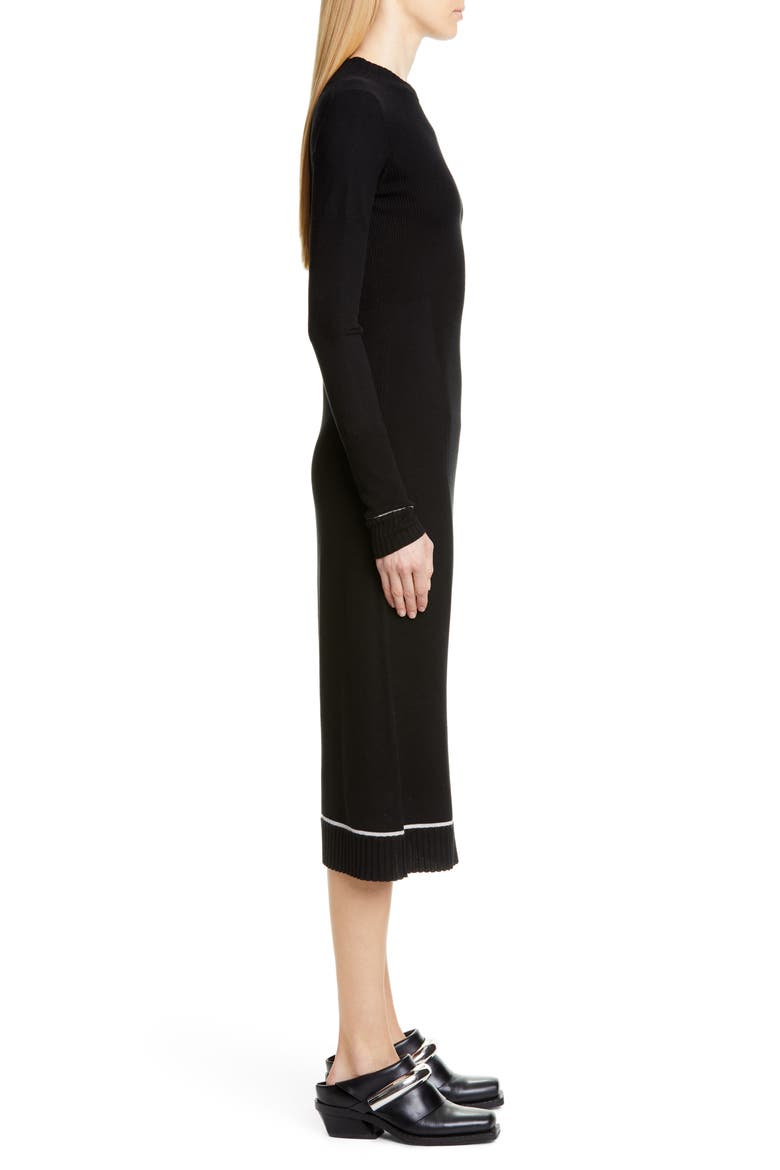 Contrast Trim Wool Blend Midi Sweater Dress, Alternate, color, BLACK