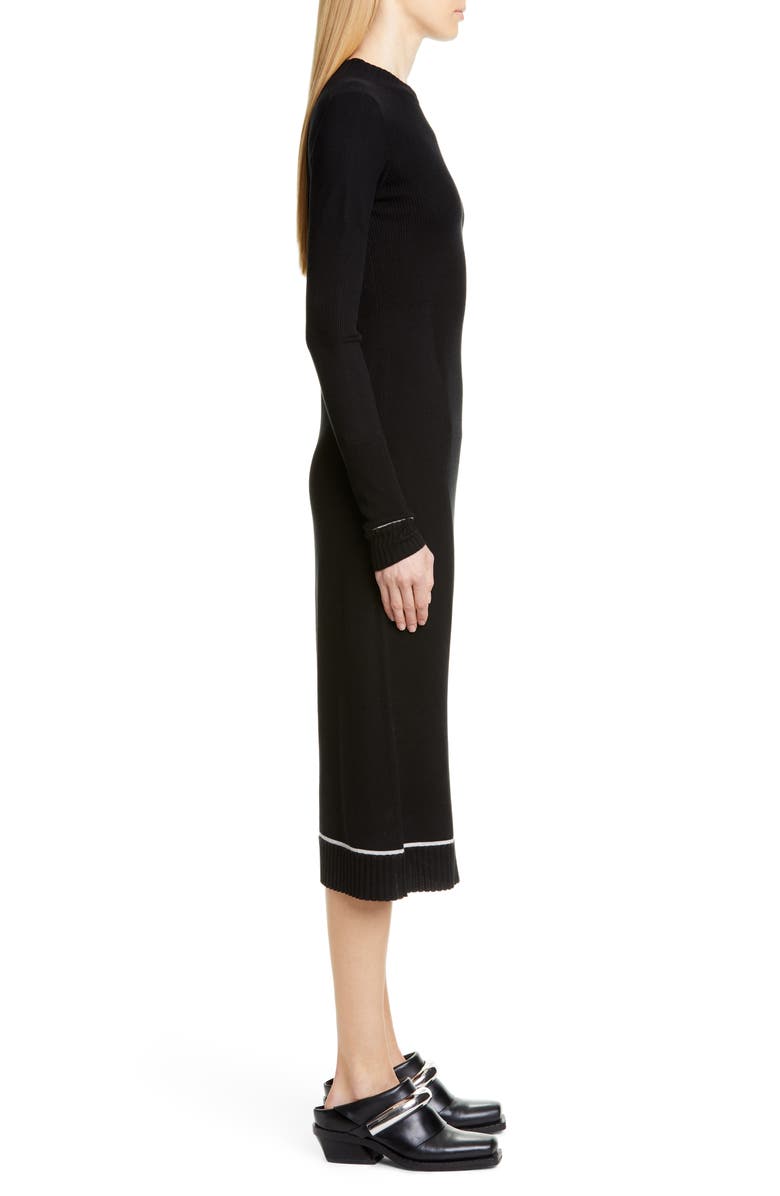Proenza Schouler Contrast Trim Wool Blend Midi Sweater Dress, Alternate, color, 