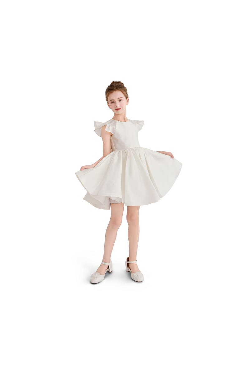 Ruffle Sleeve Flare Dress, Alternate, color, White