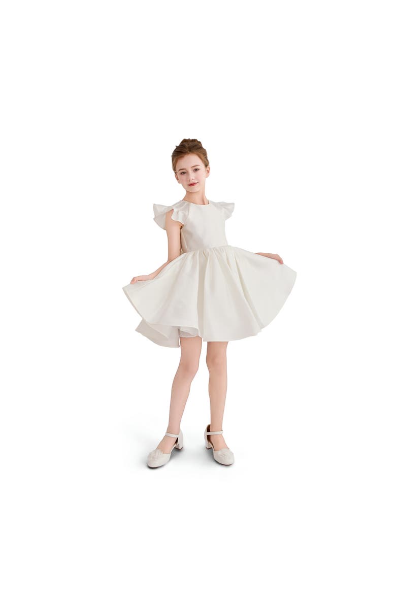 Tulleen Ruffle Sleeve Flare Dress, Alternate, color, White