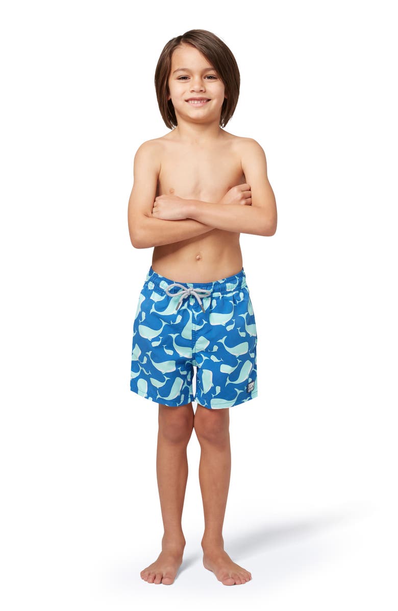 Tom & Teddy Kids' Whale Swim Trunks, Alternate, color, Navy & Aqua