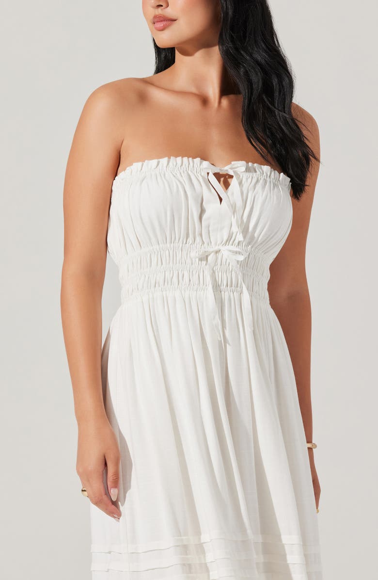 ASTR the Label Aubrie Strapless Midi Sundress, Alternate, color, White