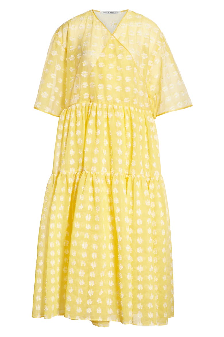Patricia Wrap Dress, Alternate, color, WHITE/ YELLOW