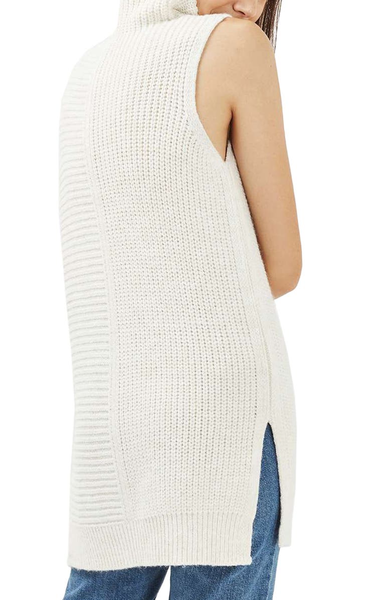 Topshop Sleeveless Turtleneck Sweater, Alternate, color, 