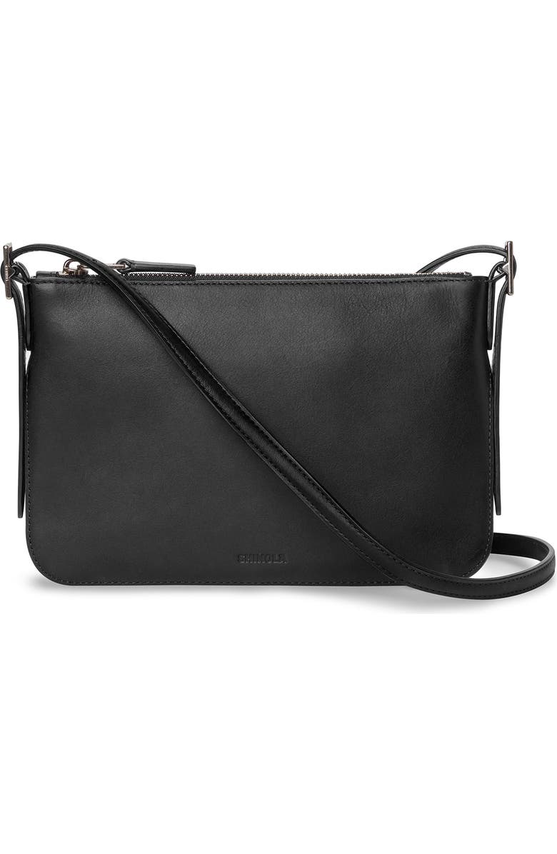 Shinola Small Bixby Accordion Leather Crossbody Bag, Main, color, Black