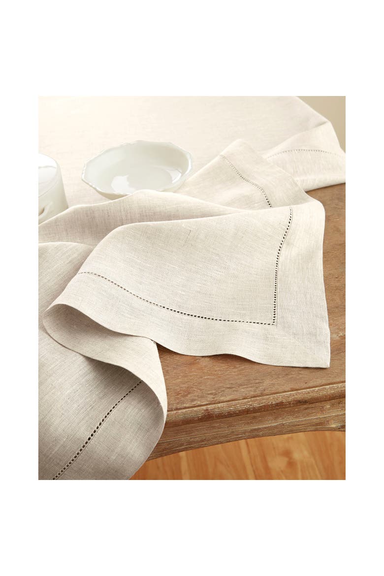 Linen Table Throw - Classic Hemstitch, 52" x 52" Inch, 52" x 52" Inch, Alternate, color, Light Natural