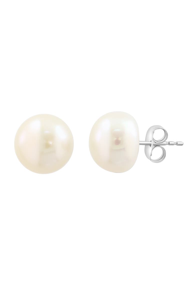Sterling Silver Cultured Freshwater Pearl Stud Earrings, Alternate, color, WHITE