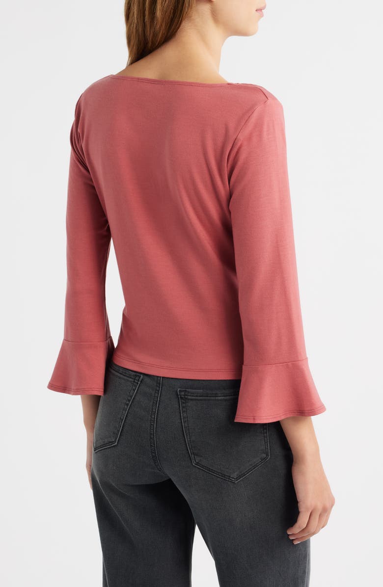Reformation Effie Ruched Detail Long Sleeve Knit Top, Alternate, color, Rosewood