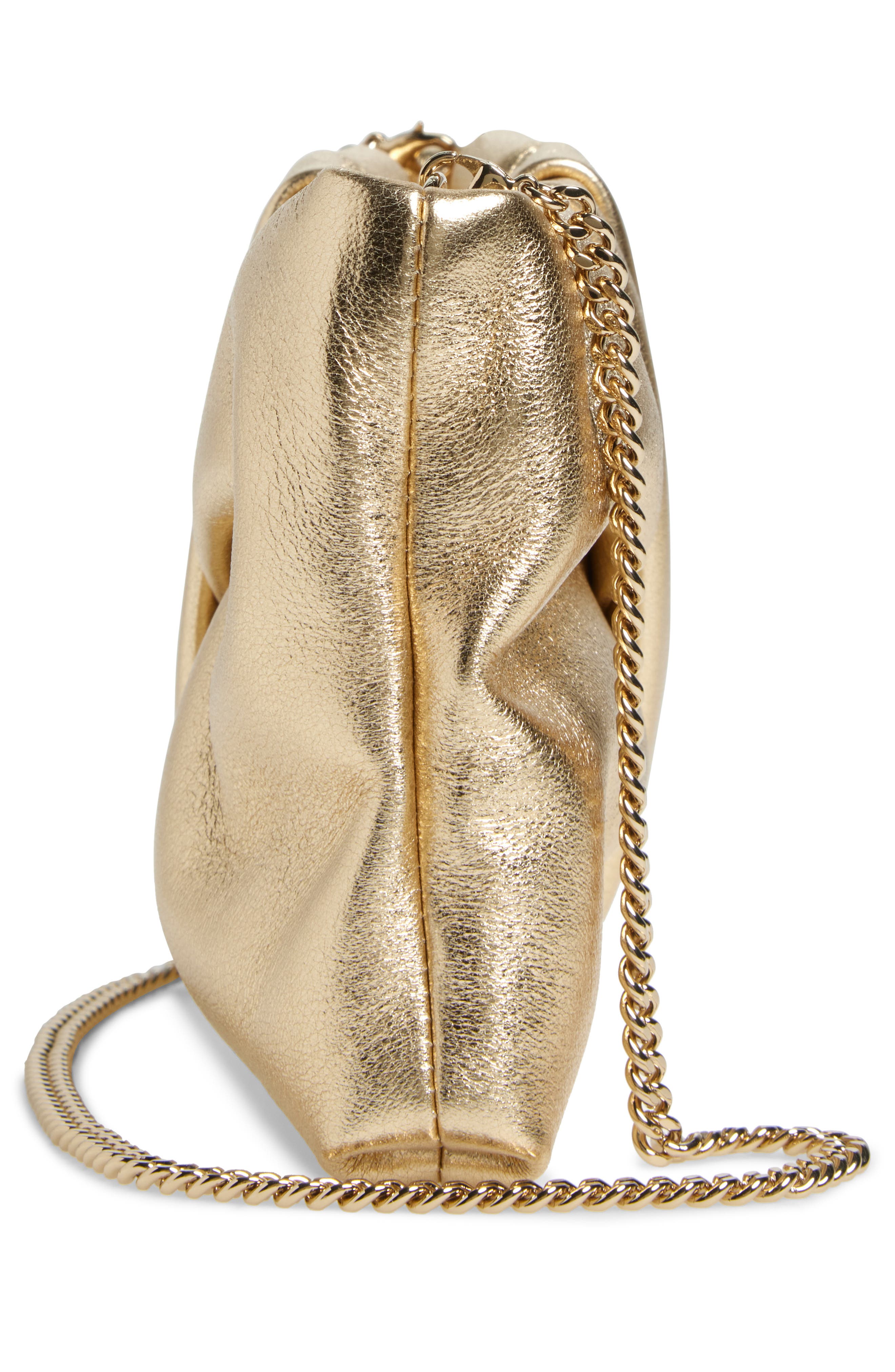 Jimmy Choo Bonny Metallic Leather Clutch, Alternate, color, Gold
