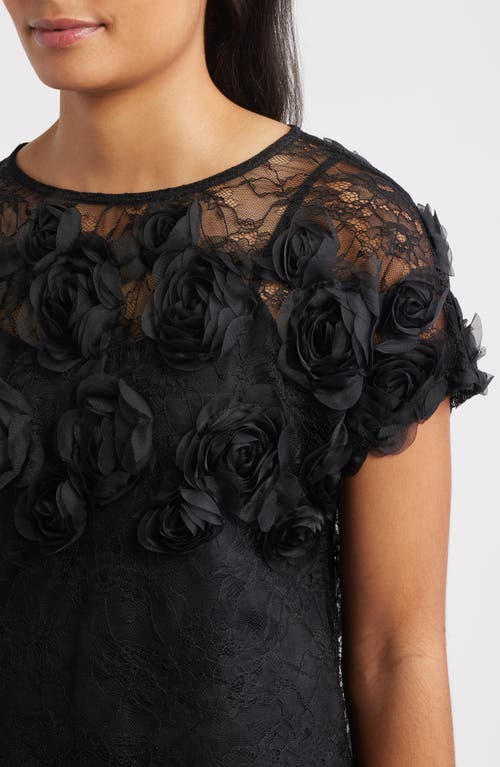 Anne Klein Rosettes & Lace Top In Black