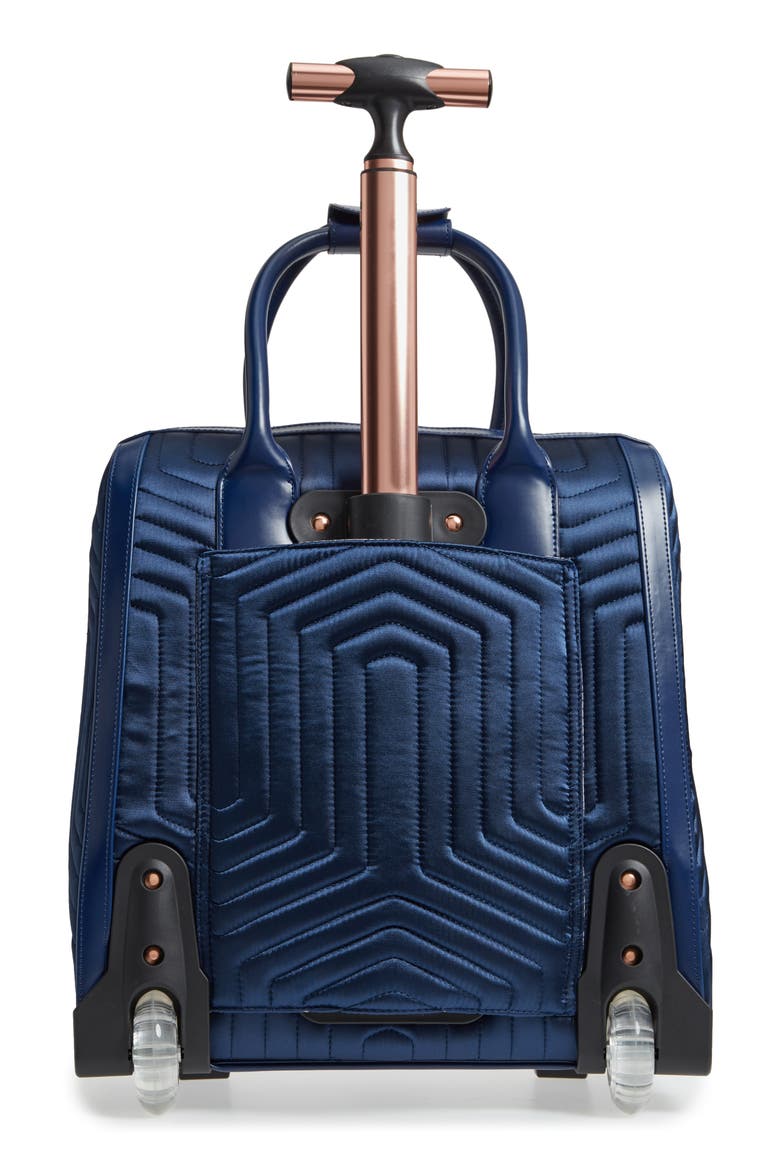 Anisee Quilted Wheeled Travel Bag, Alternate, color, NAVY