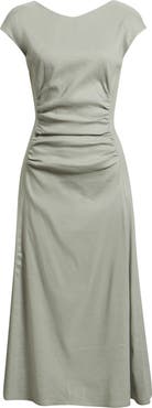 Nordstrom Linen Blend Ruched Midi Dress