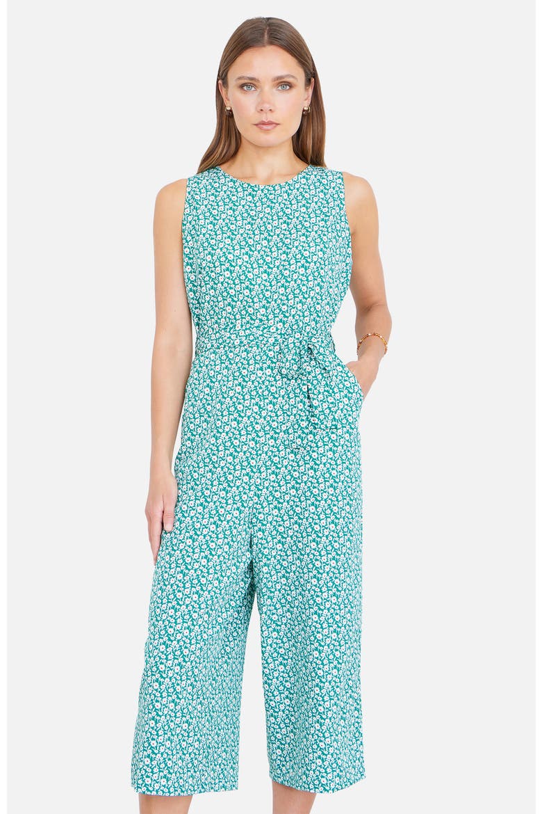 Ditsy Culotte Jumpsuit, Alternate, color, Green