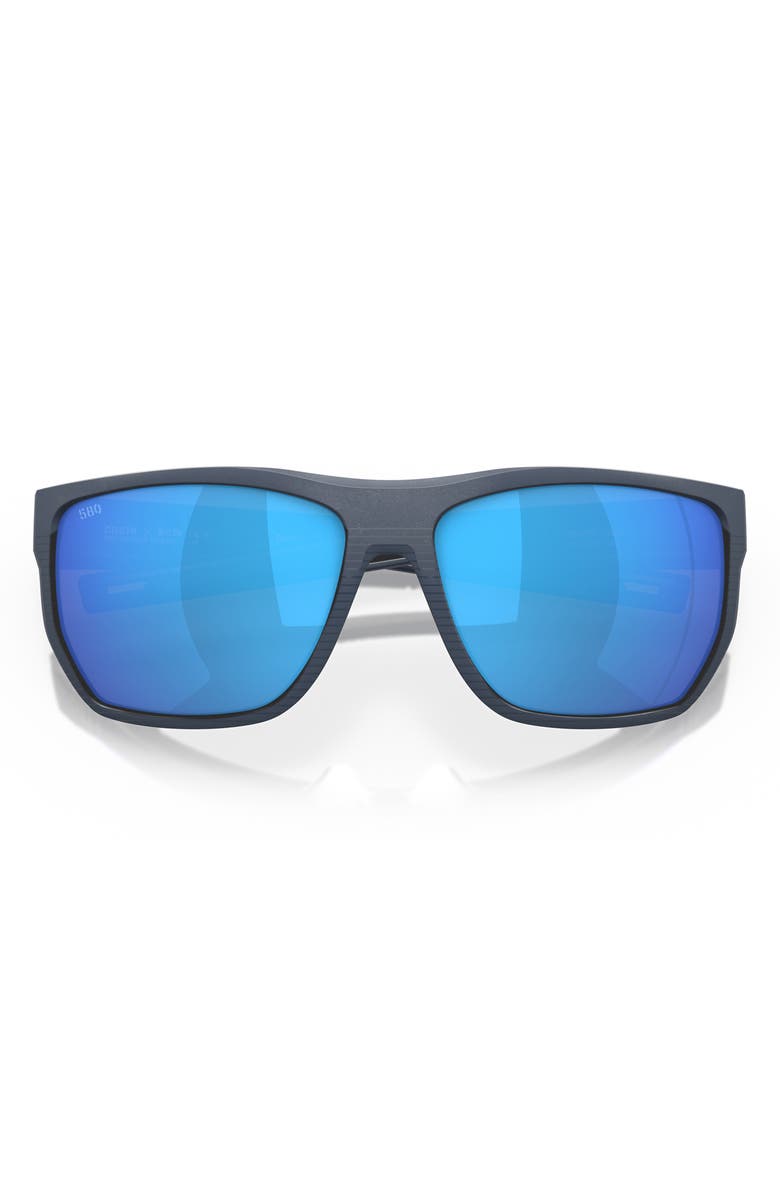 Costa Del Mar Santiago 63mm Oversize Polarized Rectangular Sunglasses, Alternate, color, Blue Mirror