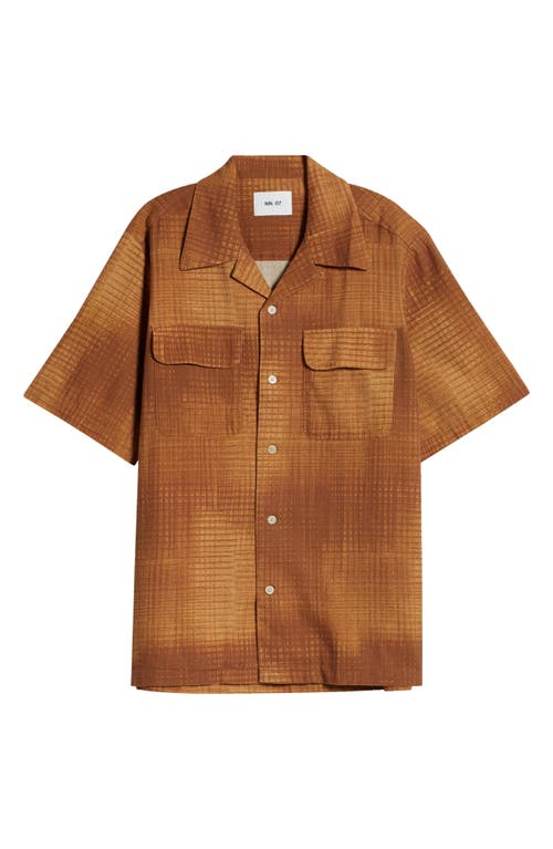 Nn07 Daniel Abstract Print Linen & Cotton Blend Camp Shirt In Brown Print
