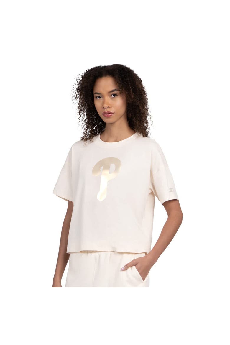 Women's Starter Cream Philadelphia Phillies Pastels Boxy Cropped T-Shirt, Main, color, Cream