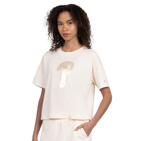 Women's Starter Cream Philadelphia Phillies Pastels Boxy Cropped T-Shirt