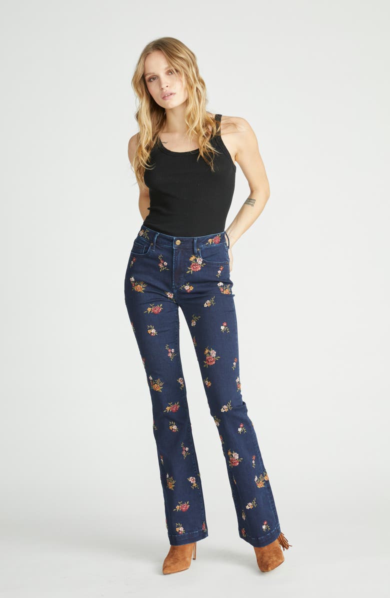 Driftwood Wyatt Floral Embroidered Bootcut Jeans, Alternate, color,