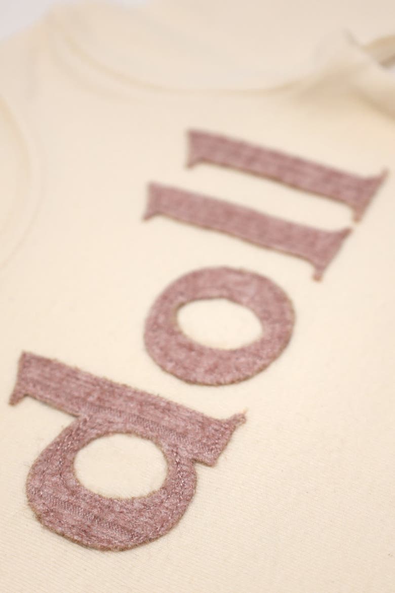 "doll" Ribbed Applique Long Sleeve Two Piece Set, Alternate, color, Vanilla