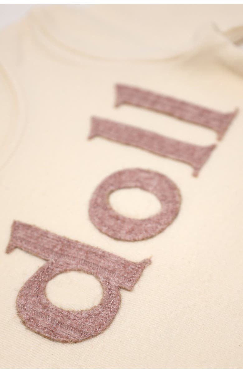 oh baby! "doll" Ribbed Applique Long Sleeve Two Piece Set, Alternate, color, Vanilla