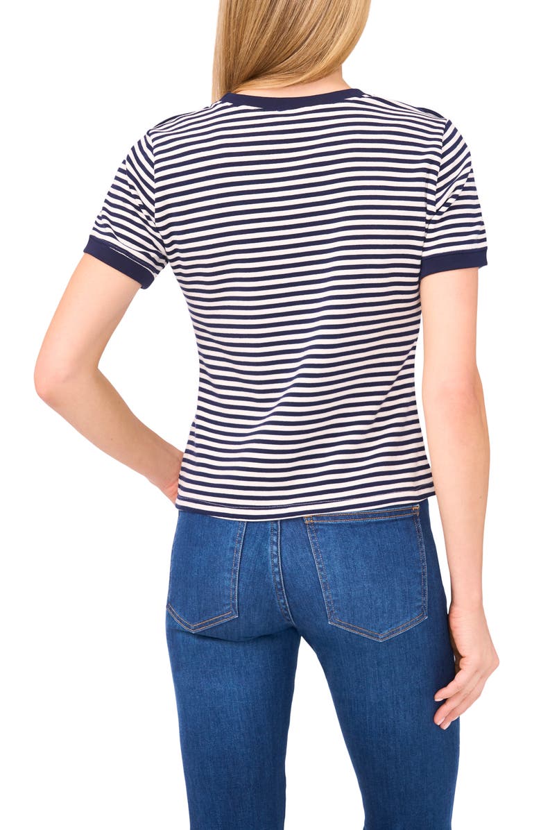 CeCe Stripe Epaulet Accent Cotton Baby Ringer Tee, Alternate, color, Classic Navy