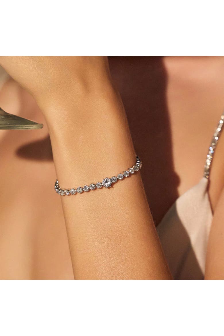 Celeste Tennis Necklace, Bracelet & Earring Set Dainty Jewelry, Alternate, color, Silver