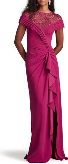 Tadashi Shoji Embellished Lace Evening Gown 