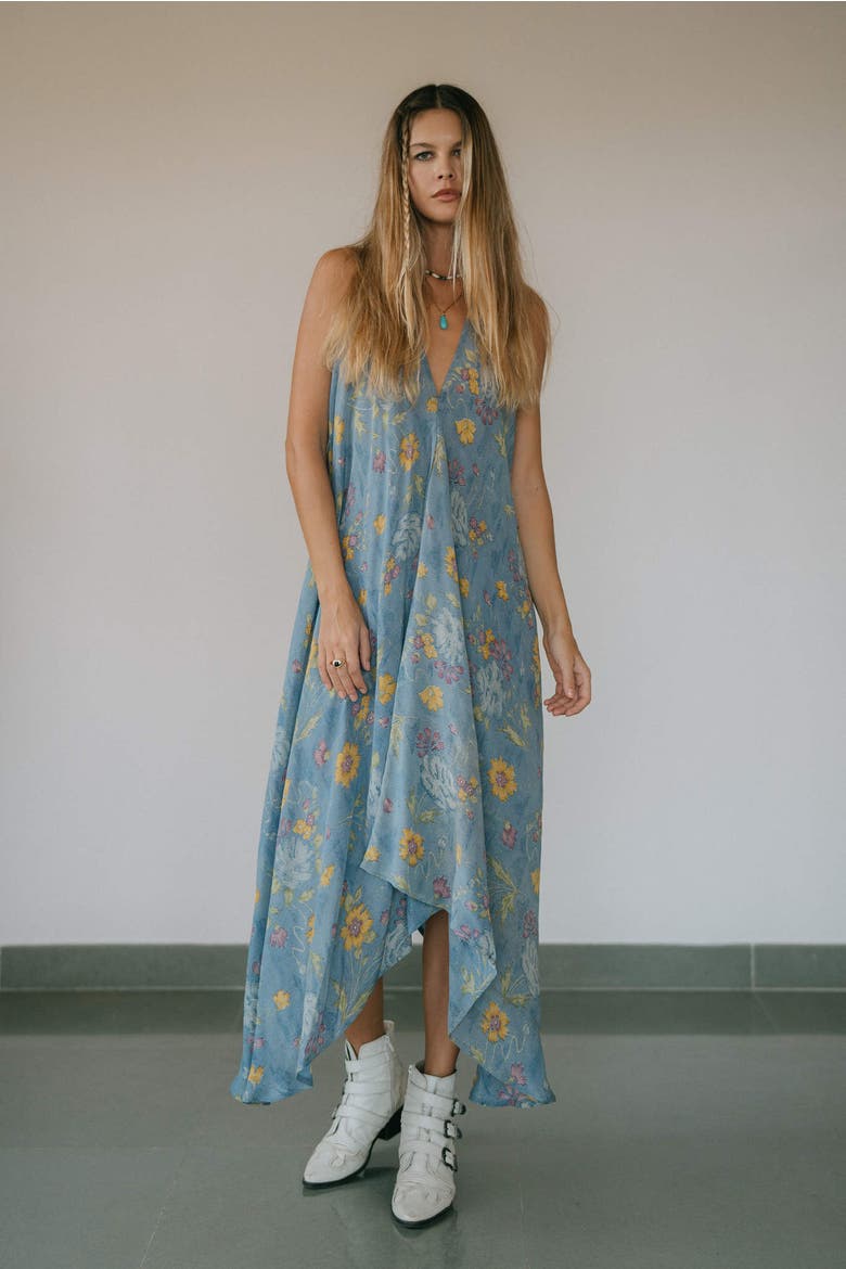Classic Silk Dress Liza, Alternate, color, Blue & Yellow Floral