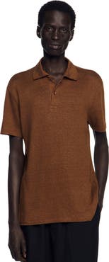 SANDRO Linen polo shirt