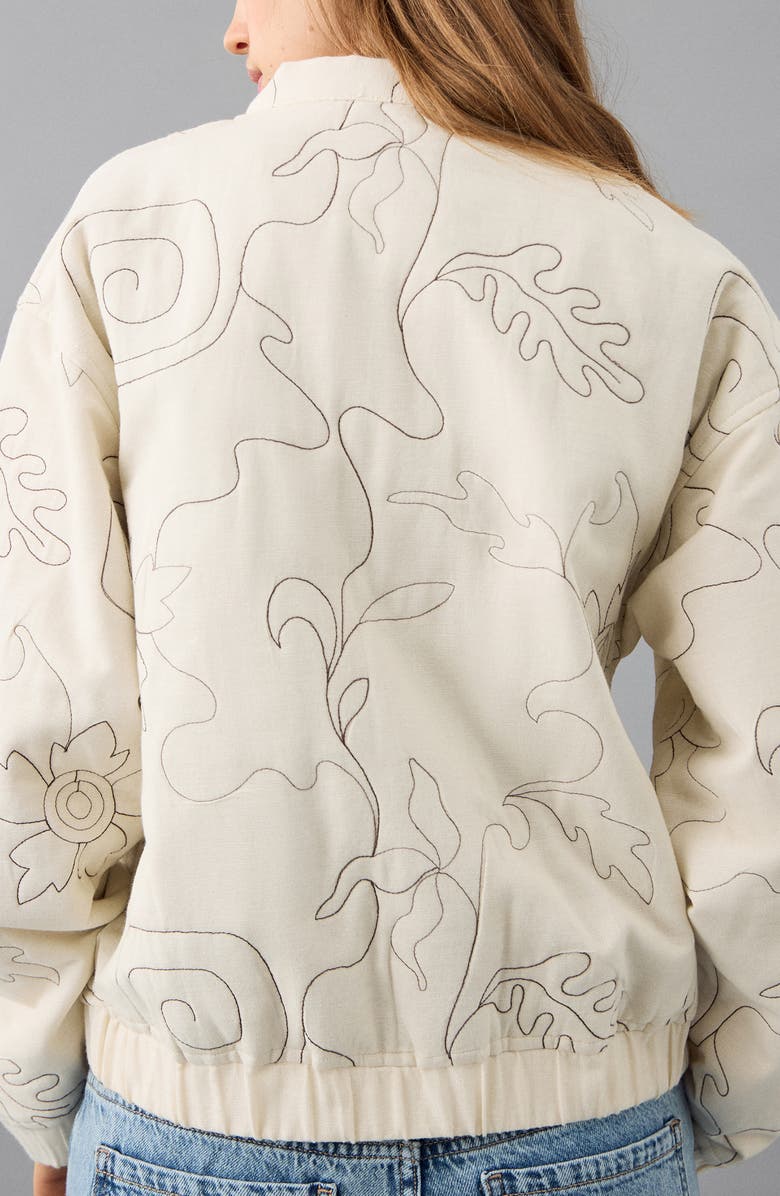 MANGO TEEN Embroidered Quilted Jacket, Alternate, color, Beige