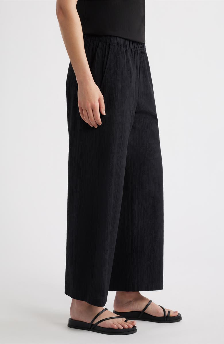 Eileen Fisher Ankle Wide Leg Pants, Alternate, color, Black
