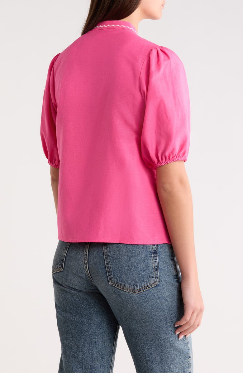 SUGARLIPS Kenedy Embroidered Puff Sleeve Top, Alternate, color, Fuchsia
