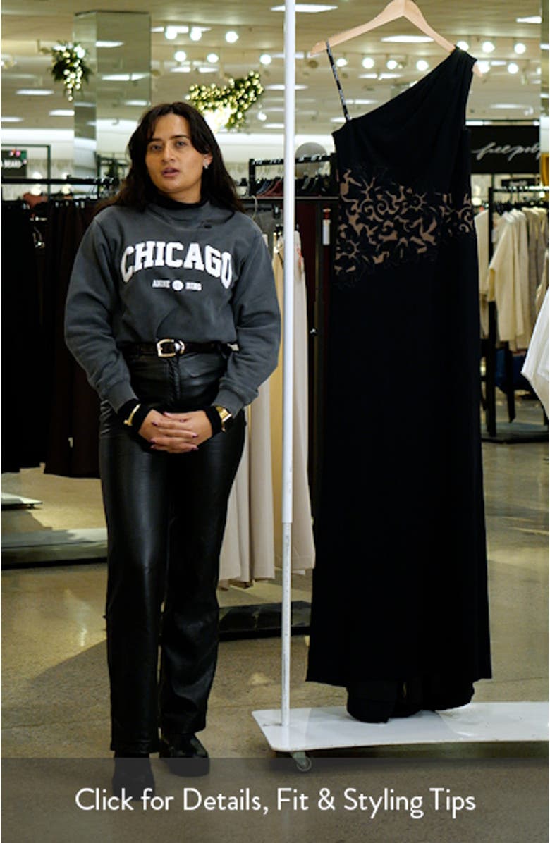 Embroidered Detail One-Shoulder Gown, sales video thumbnail