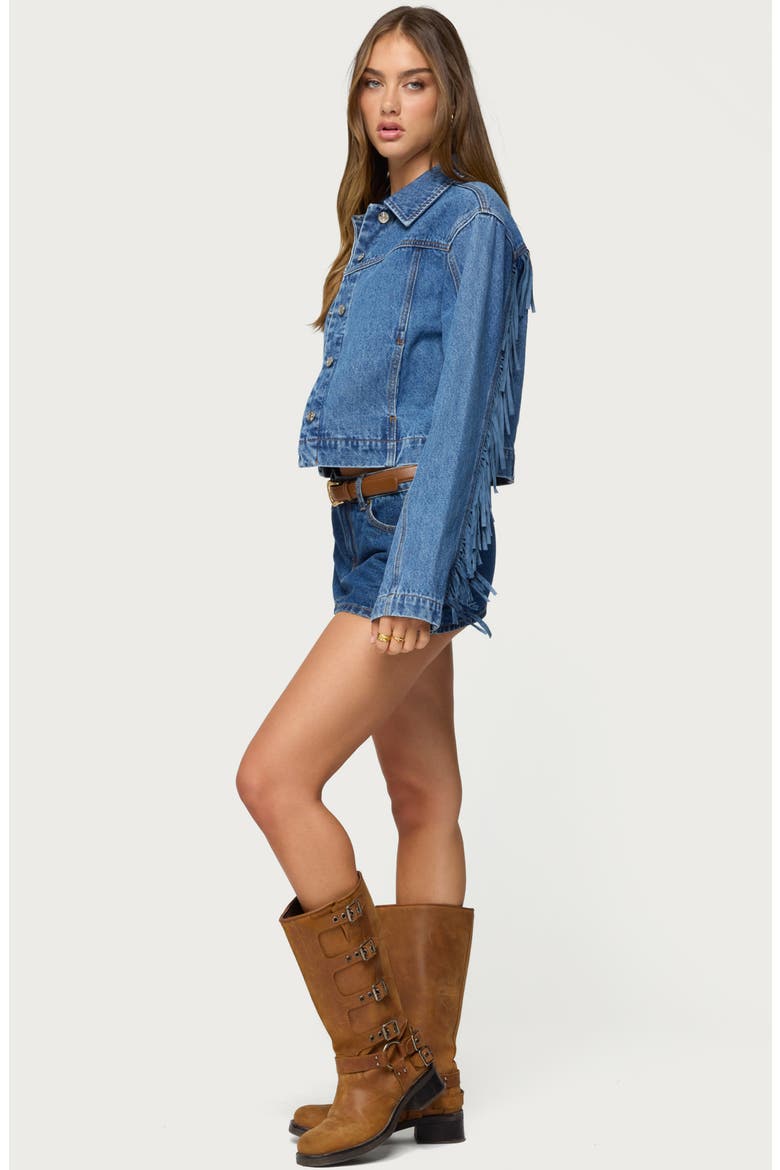 Maurice Fringe Denim Jacket, Alternate, color, BLUE-WASHED