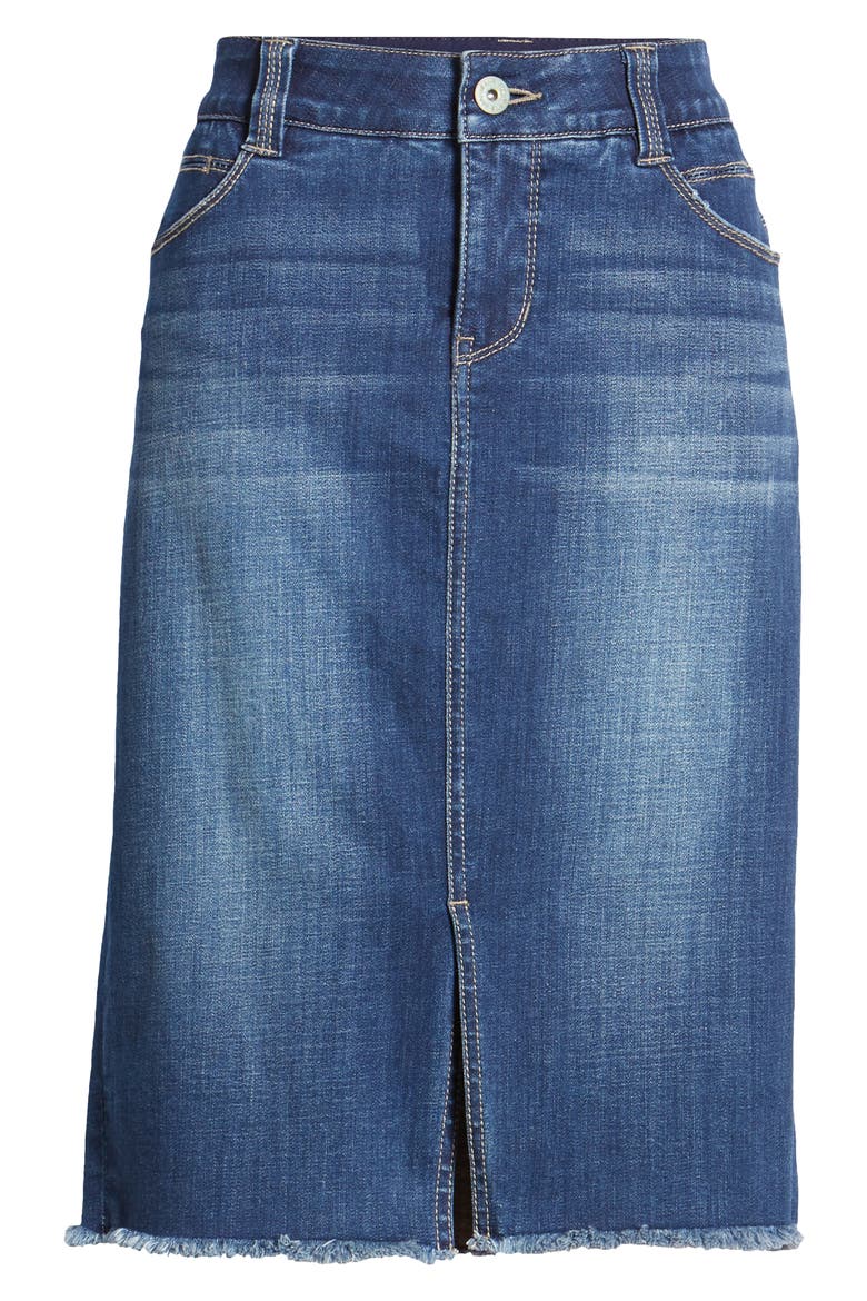 Jeans Betty Fray Hem Denim Pencil Skirt, Alternate, color, THORNE BLUE