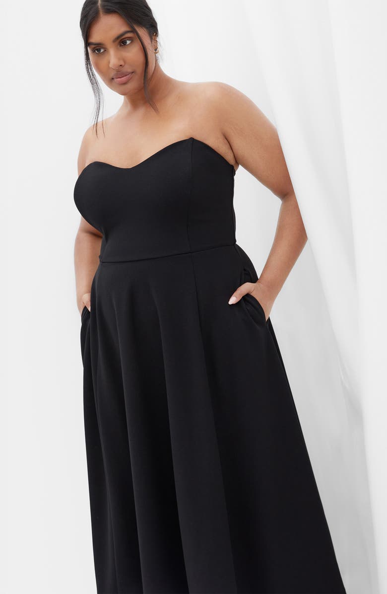 City Chic Pleated Sleeveless Maxi Dress, Alternate, color, Black