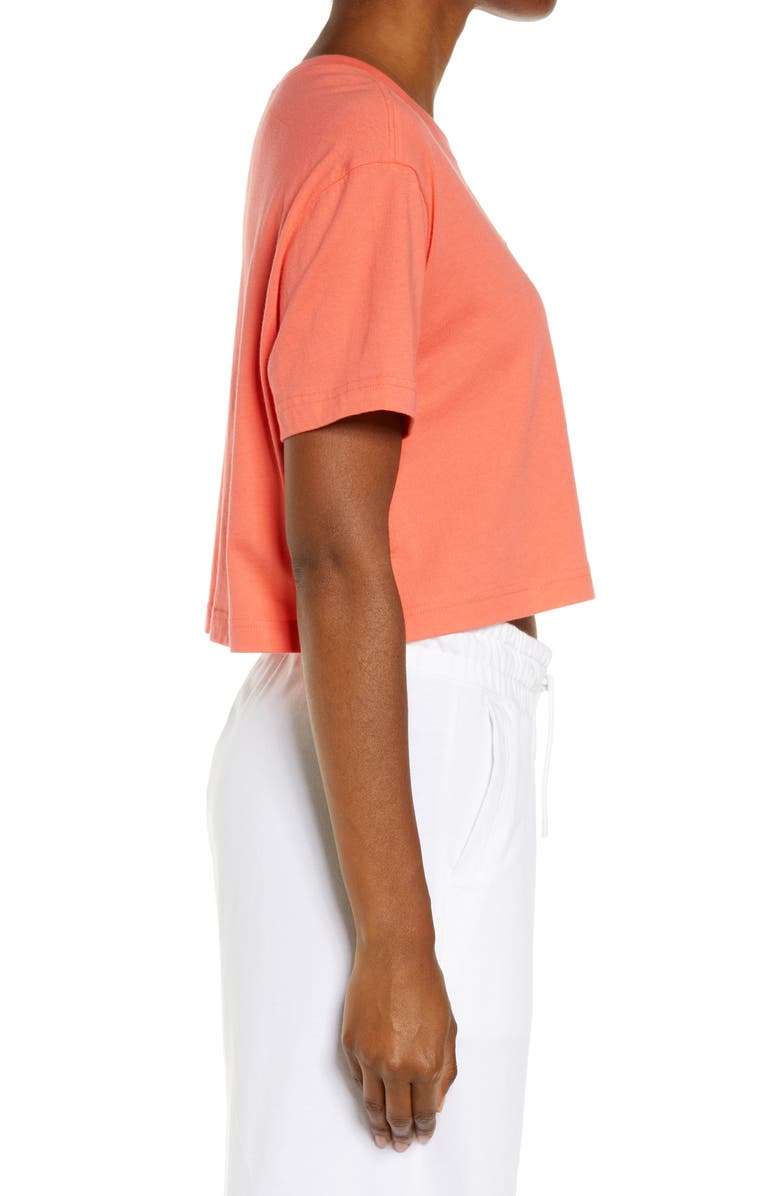 Nike Sportswear Short Sleeve Embroidered Crop Cotton T-Shirt, Alternate, color, Magic Ember