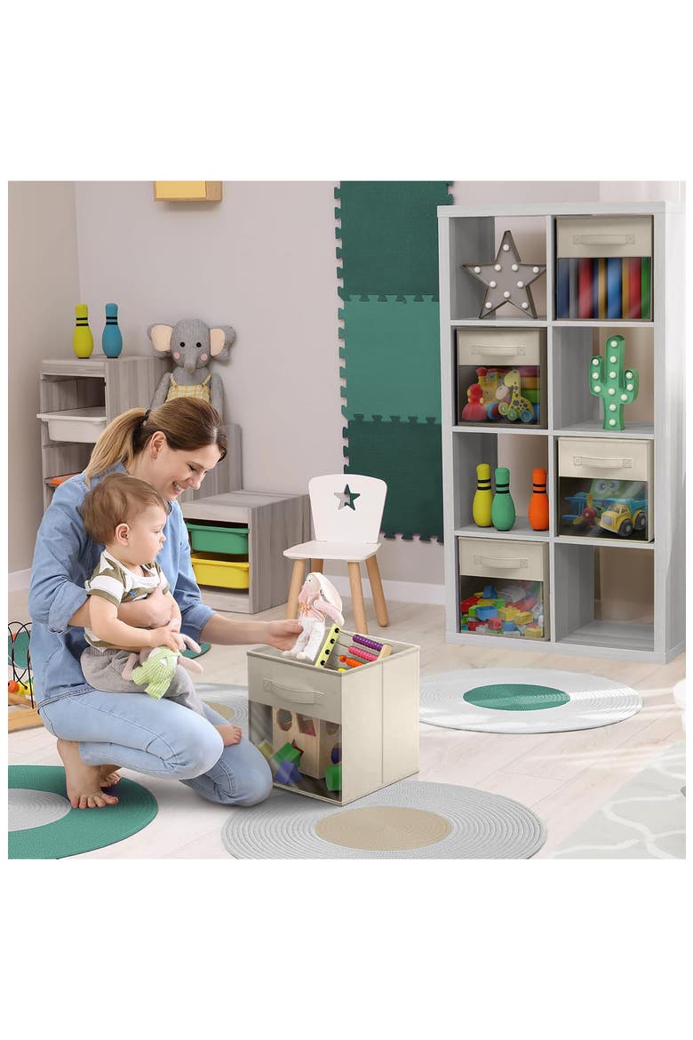 6-Pack Collapsible Window Storage Cubes, Alternate, color, BEIGE