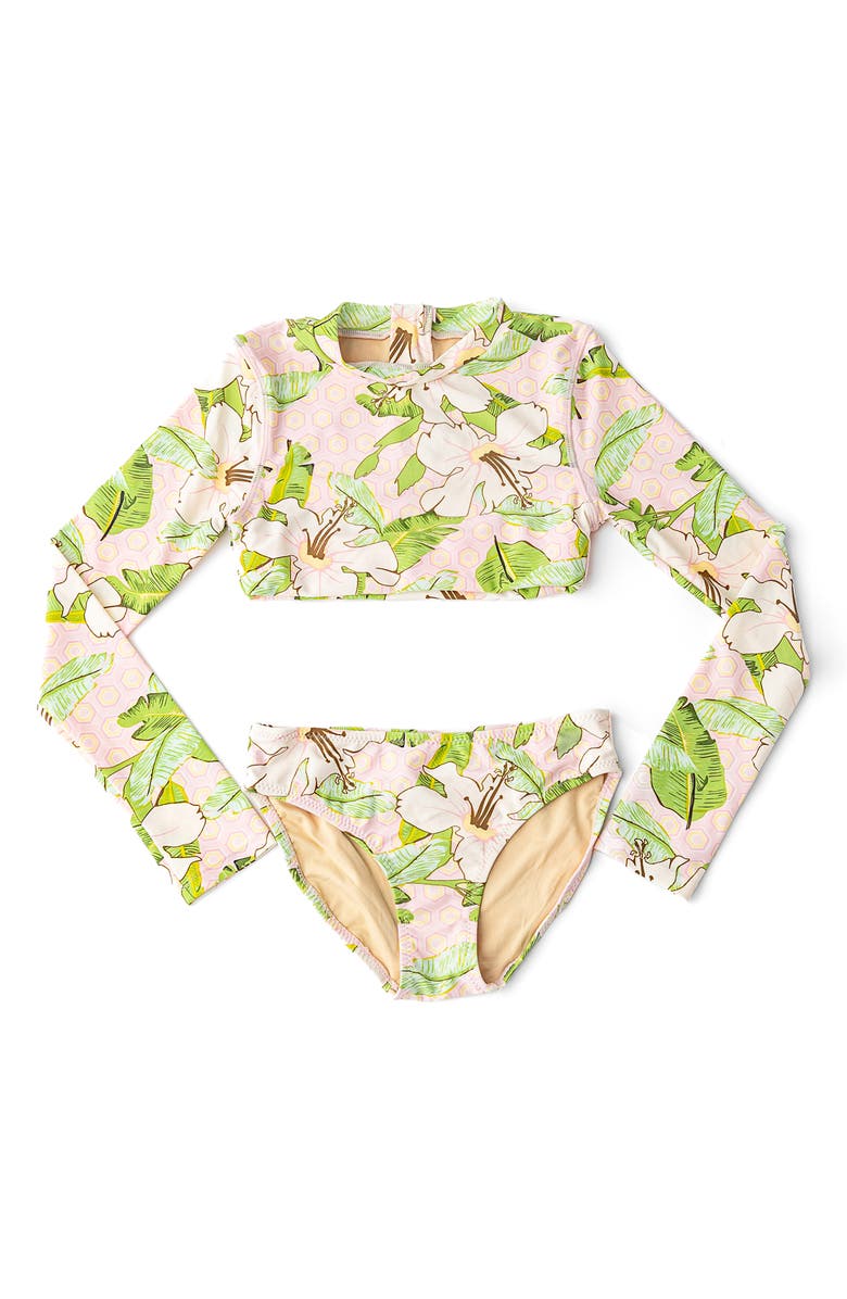 Shade Critters Kids' Hibiscus Botanical UPF 50+ 2-Piece Bikini, Main, color, Pink