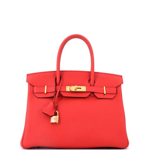 Birkin Handbag Red Togo with Gold Hardware 30