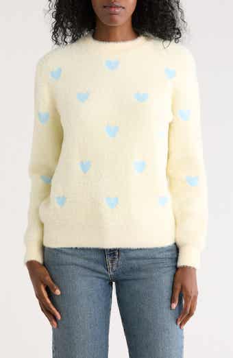 Nicole Miller Fluffy Heart Pullover Sweater