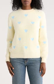 Nicole Miller Fluffy Heart Pullover Sweater