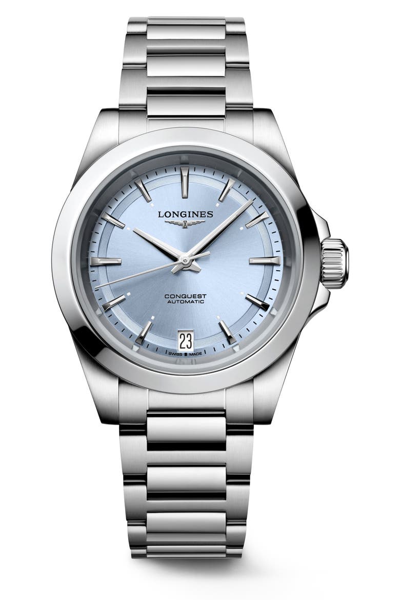 Conquest Automatic Bracelet Watch, 34mm, Main, color, BLUE