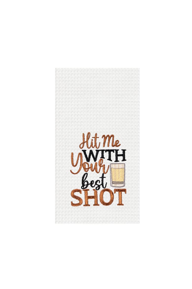 "Hit Me With Your Best Shot" 100% Cotton Waffle Weave  Dishtowel, Main, color, Orange