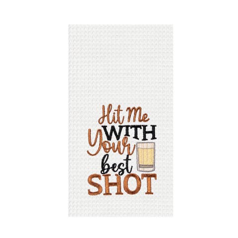 "Hit Me With Your Best Shot" 100% Cotton Waffle Weave  Dishtowel